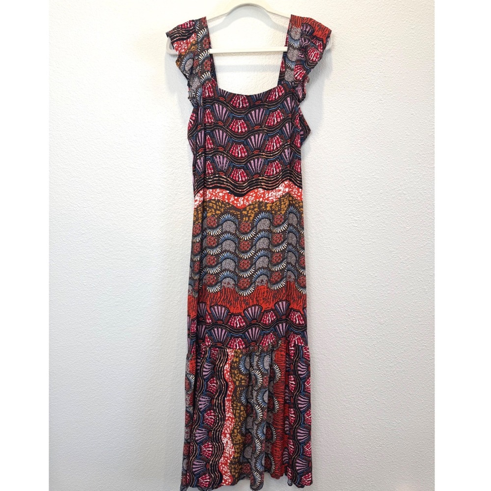 Corey Lynn Calter Anthropologie Doriane Smocked Ruffle Midi Flowy Dress Medium - Picture 2 of 10